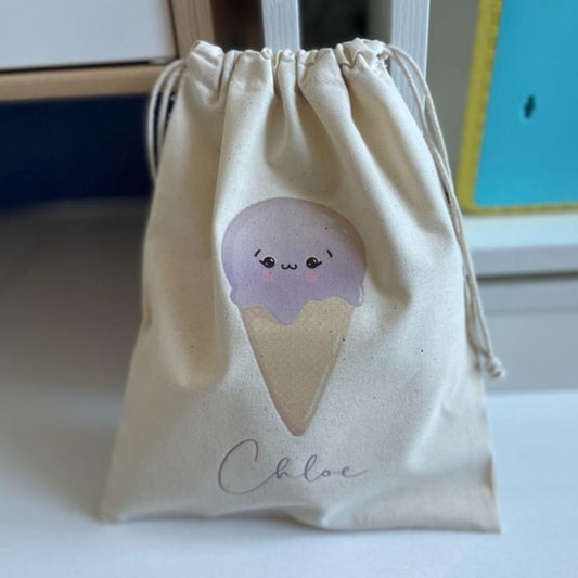 Natural Cotton Drawstring Pouch - Sweet One Collection